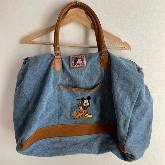 Handbags - Vintage 90s Denim Mickey Mouse Duffle Bag